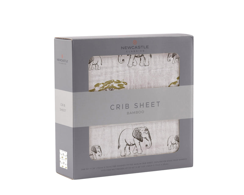 Rhinos and Elephants Bamboo Muslin Crib Sheet 100 Percent Natural Soft Breathable Baby Bedding 28 x 52 Inches Newcastle Classics