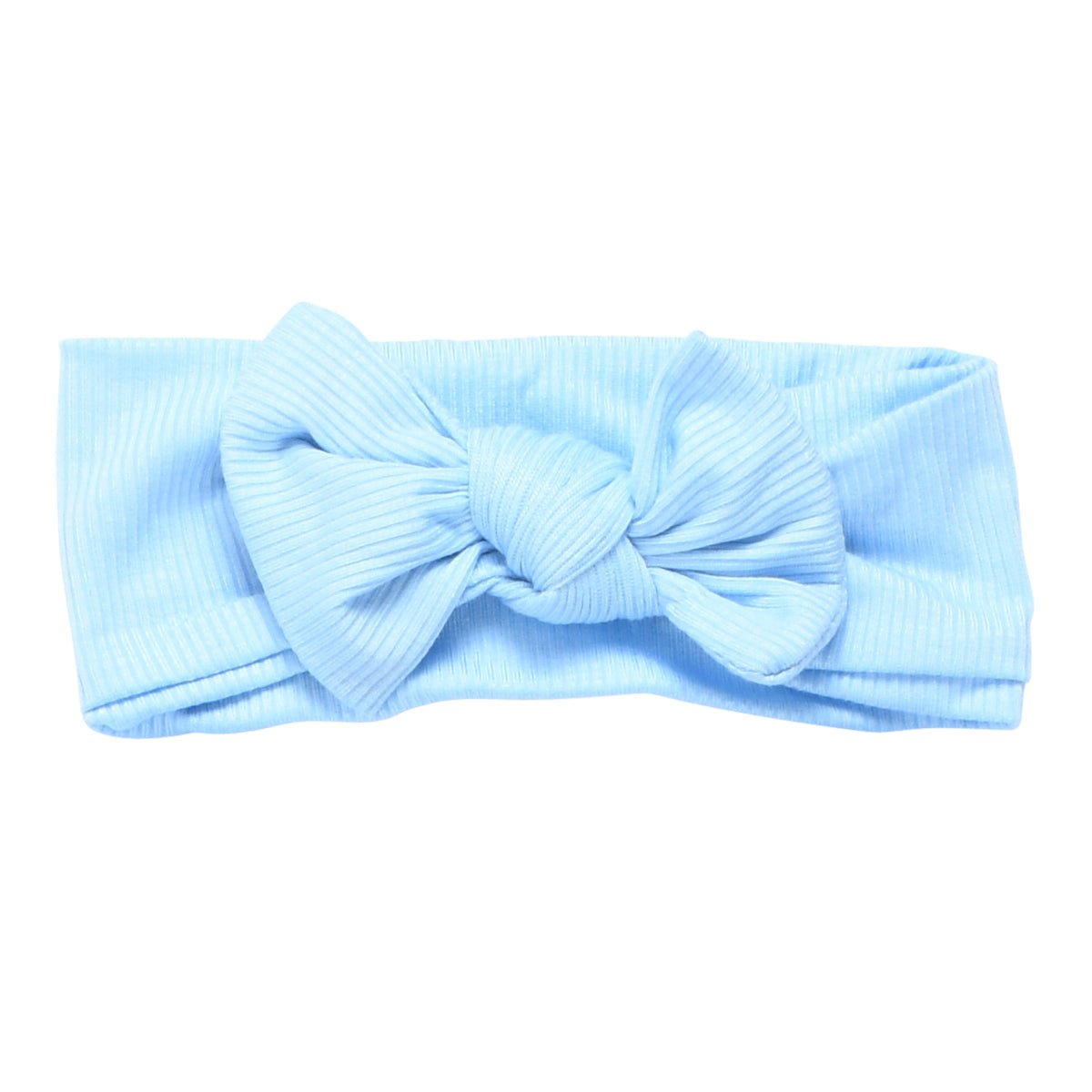 Three Little Tots Ribbed Baby Blue Knotted Headband - 