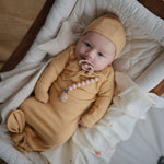 Mushie Ribbed Baby Bonnet Made with Organic Cotton for Warmth and Comfort - Everetts Place Boutique - 