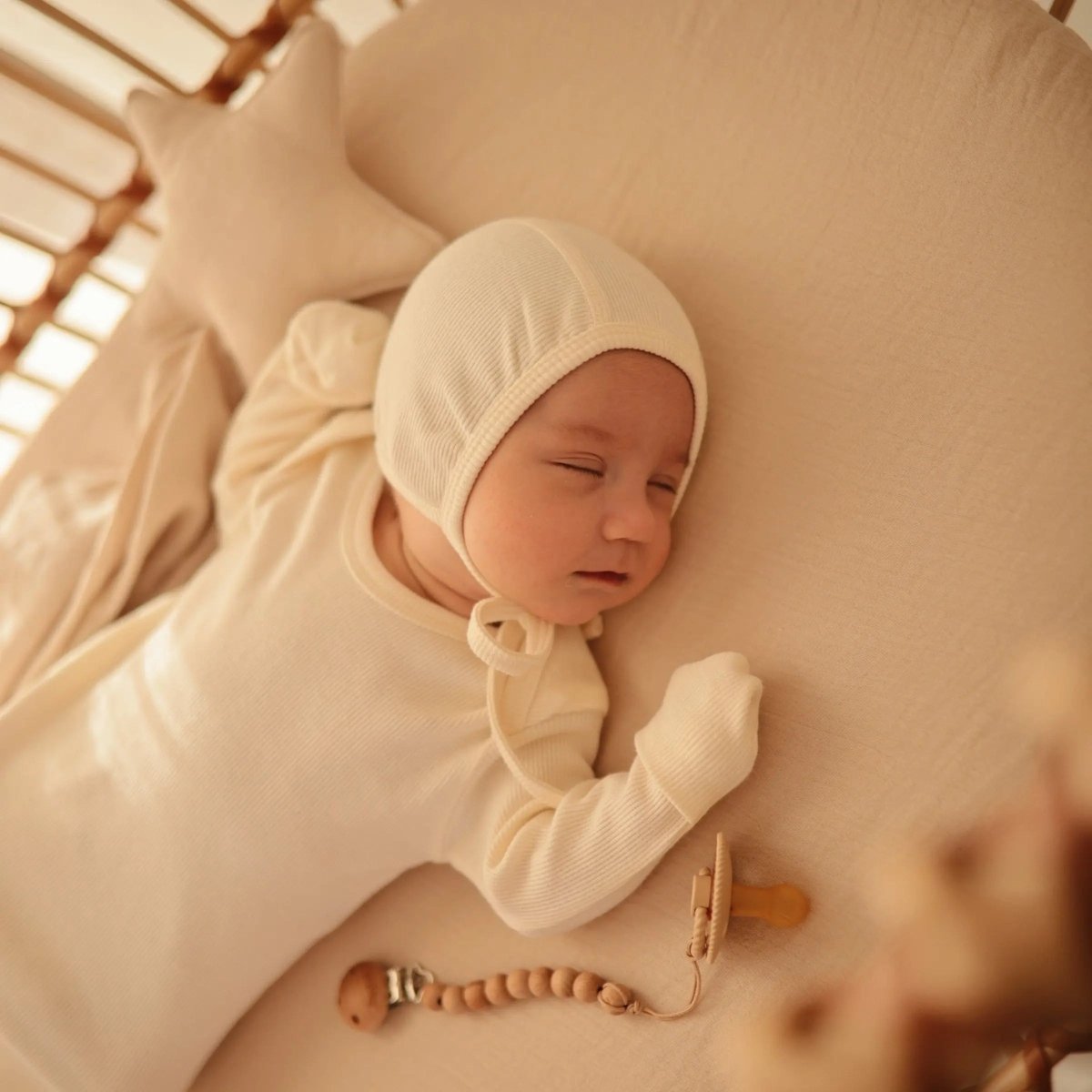 Mushie Ribbed Baby Bonnet Made with Organic Cotton for Warmth and Comfort - Everetts Place Boutique - 