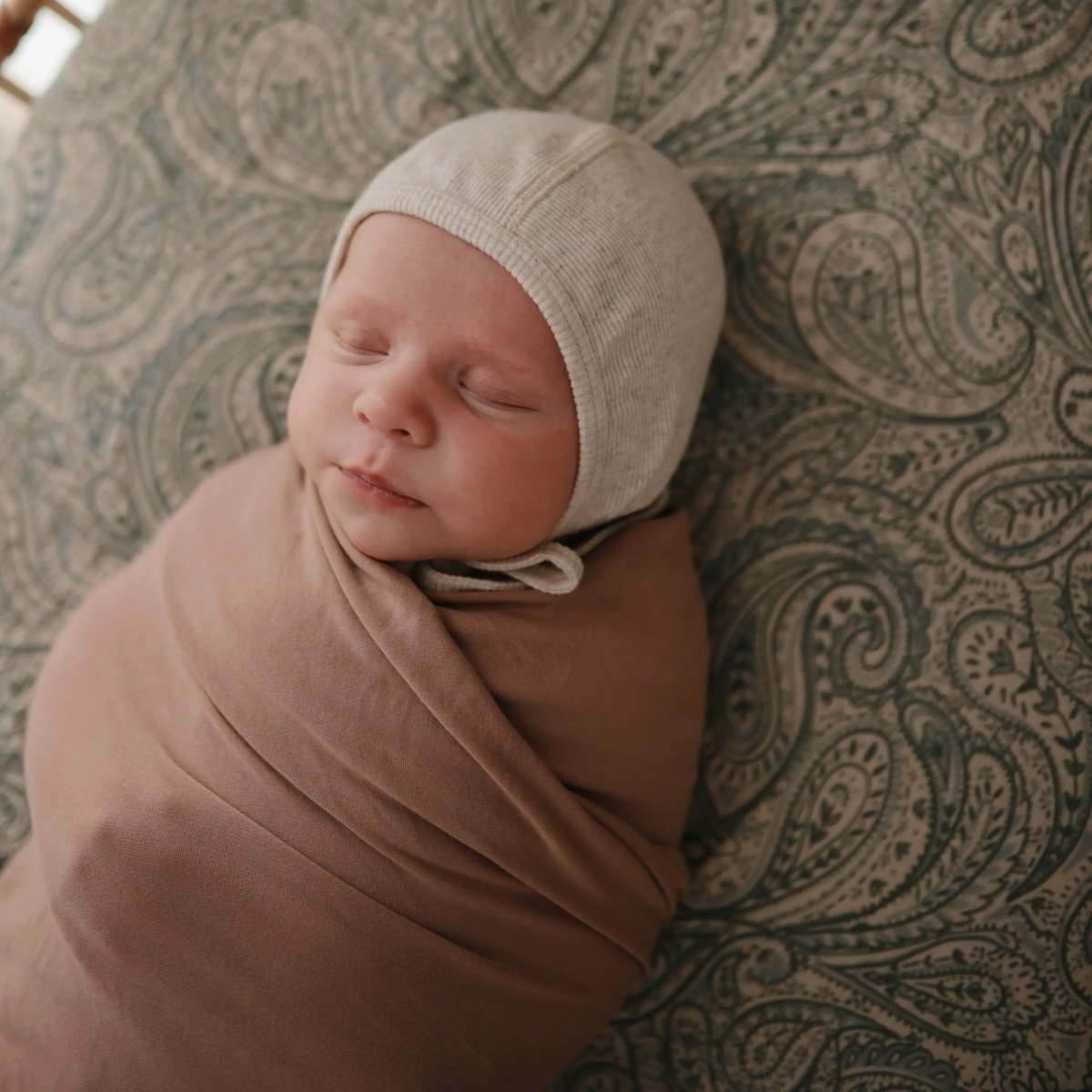 Mushie Ribbed Baby Bonnet Made with Organic Cotton for Warmth and Comfort - Everetts Place Boutique - 