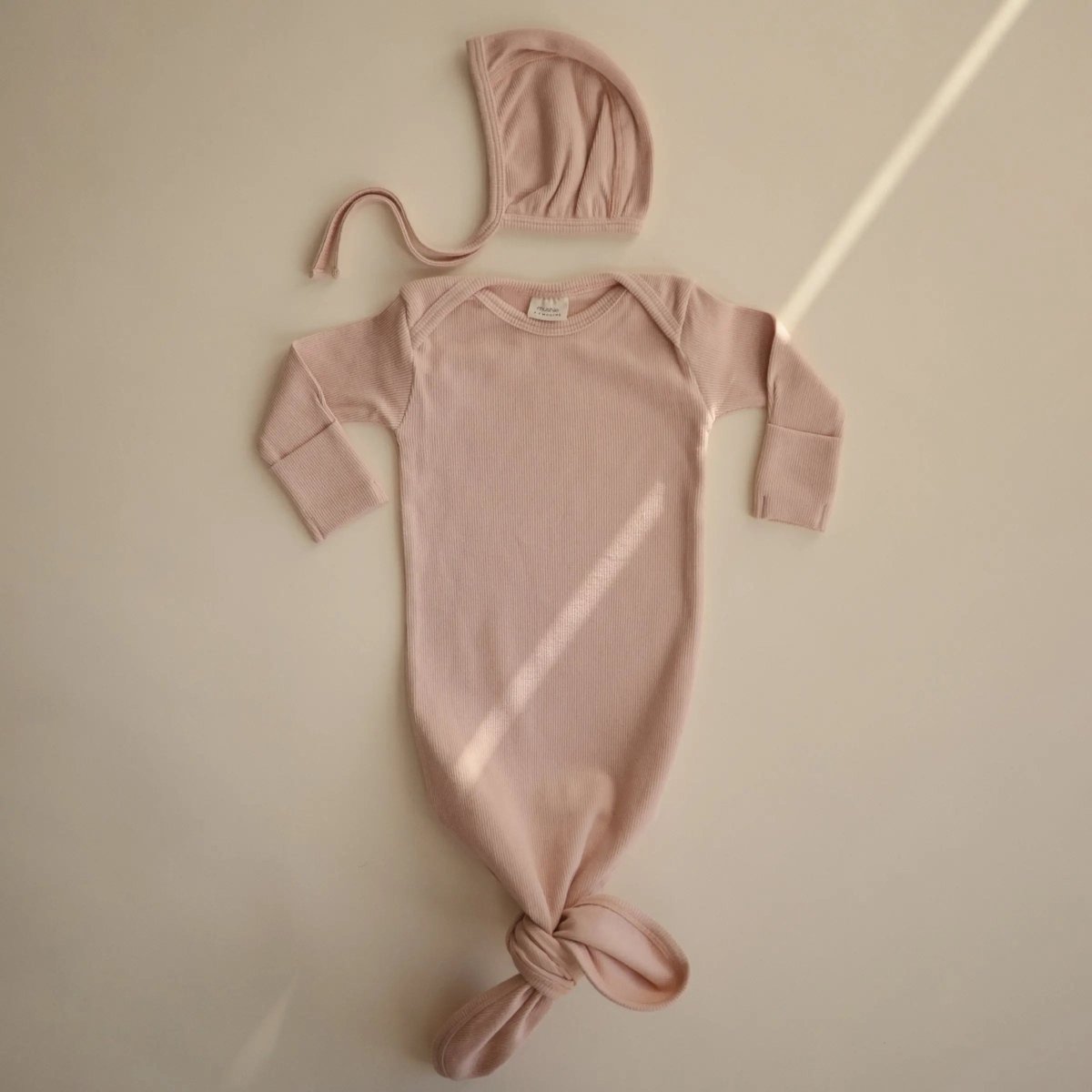 Mushie Ribbed Baby Bonnet Made with Organic Cotton for Warmth and Comfort - Everetts Place Boutique - 