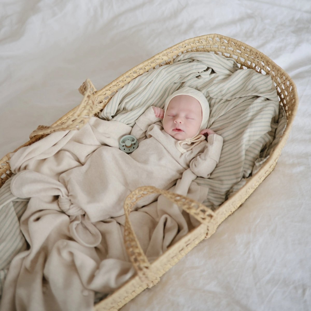 Mushie Ribbed Baby Bonnet Made with Organic Cotton for Warmth and Comfort - Everetts Place Boutique - 