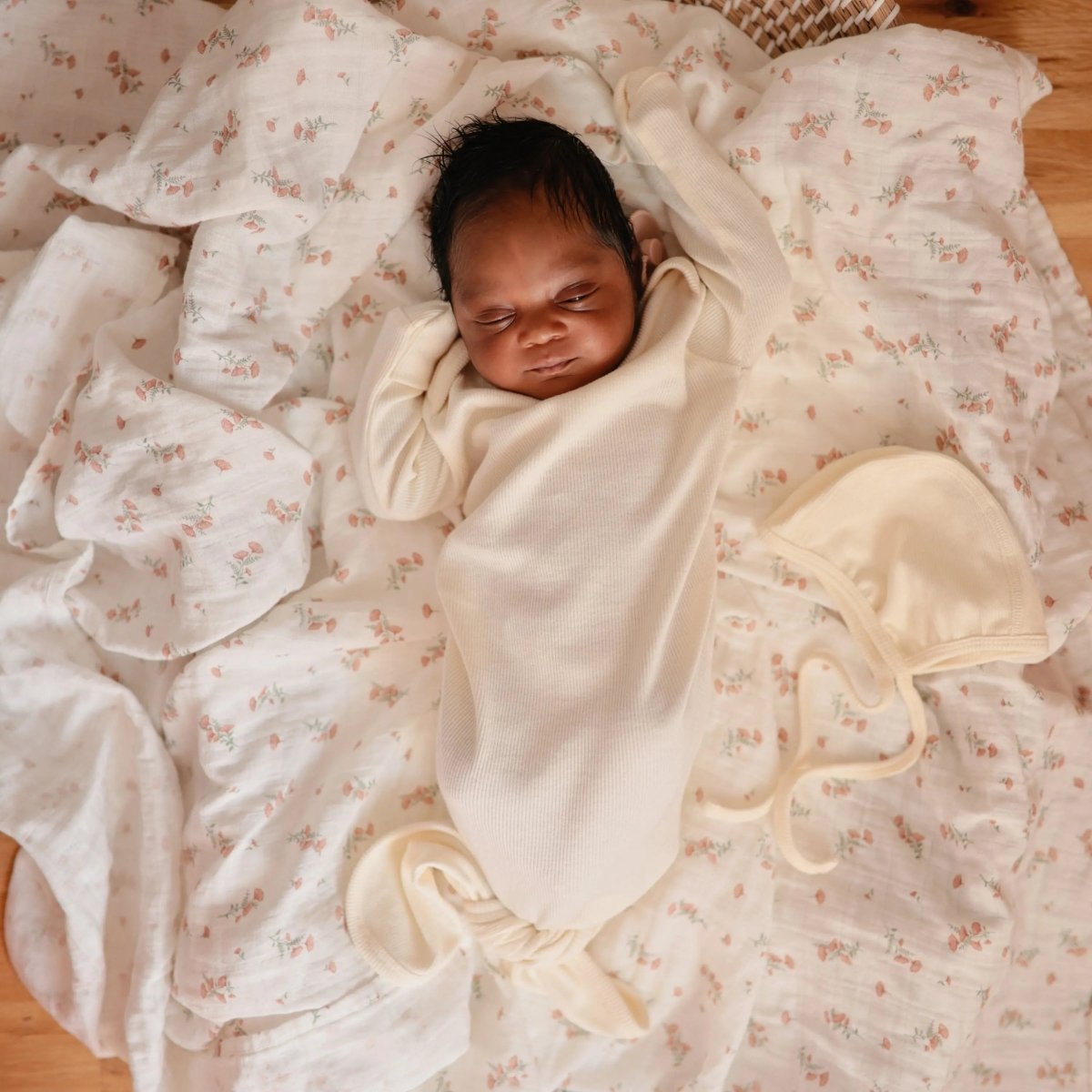 Mushie Ribbed Baby Bonnet Made with Organic Cotton for Warmth and Comfort - Everetts Place Boutique - 