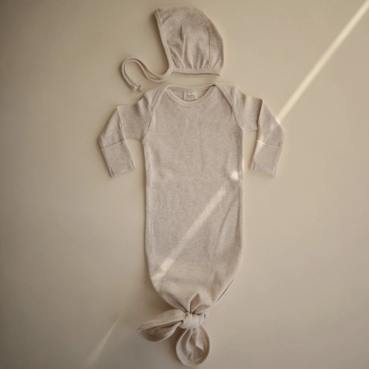 Mushie Ribbed Baby Bonnet Made with Organic Cotton for Warmth and Comfort - Everetts Place Boutique - 