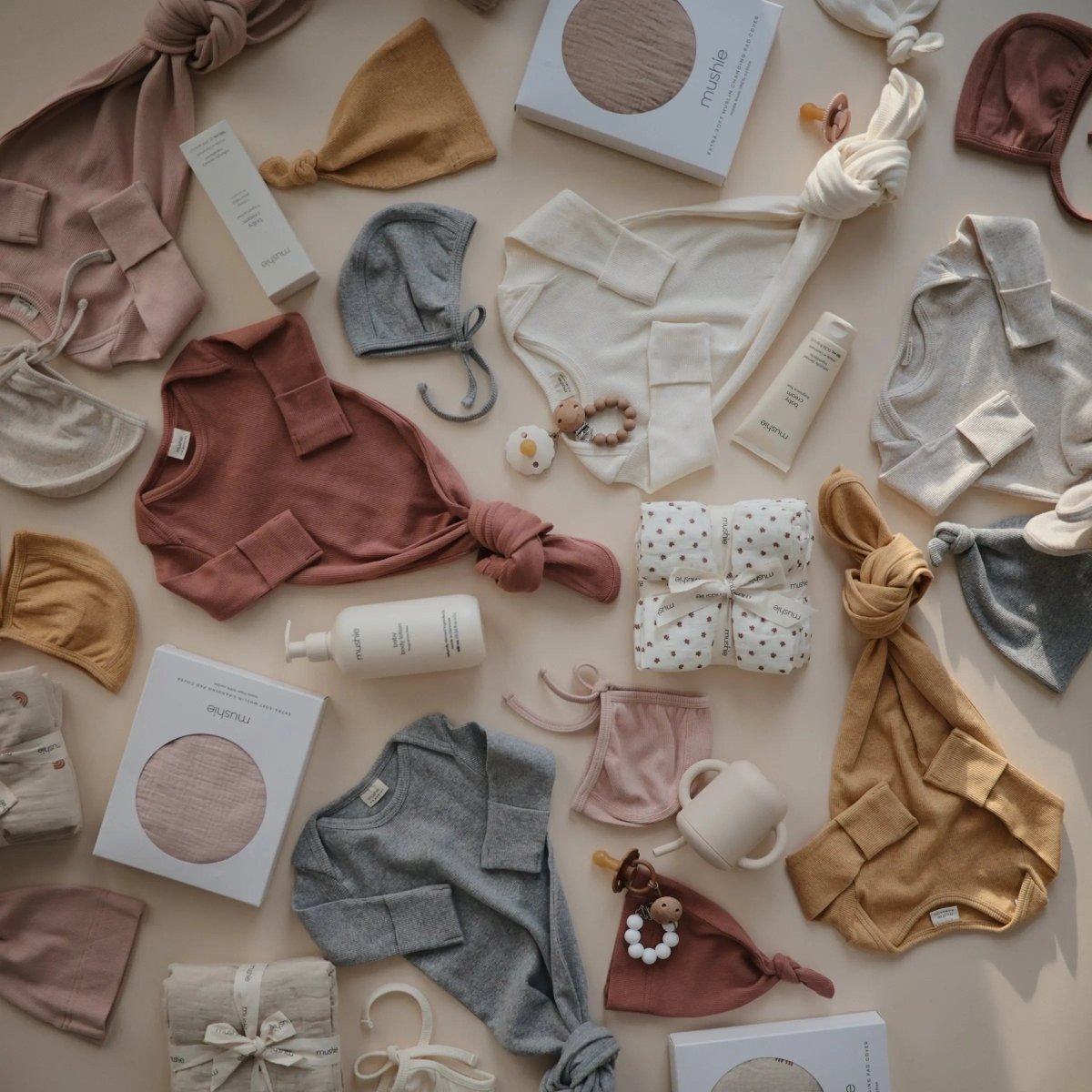 Mushie Ribbed Baby Bonnet Made with Organic Cotton for Warmth and Comfort - Everetts Place Boutique - 