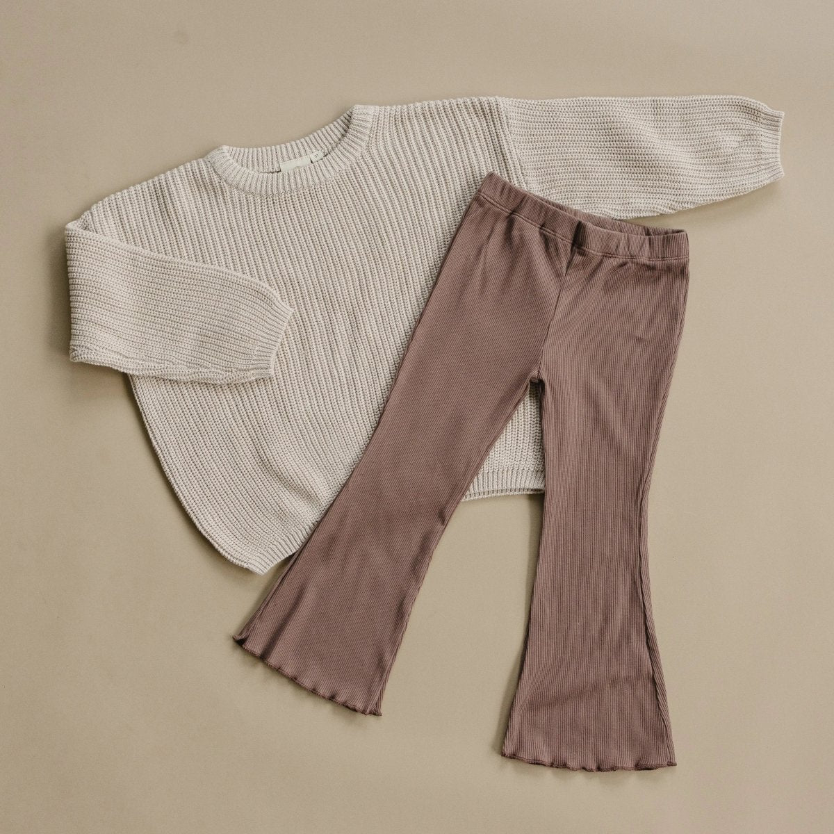 Little Joy Co. Ribbed Bamboo Flared Leggings For Babies 6 To 12 Months - Everetts Place Boutique - 