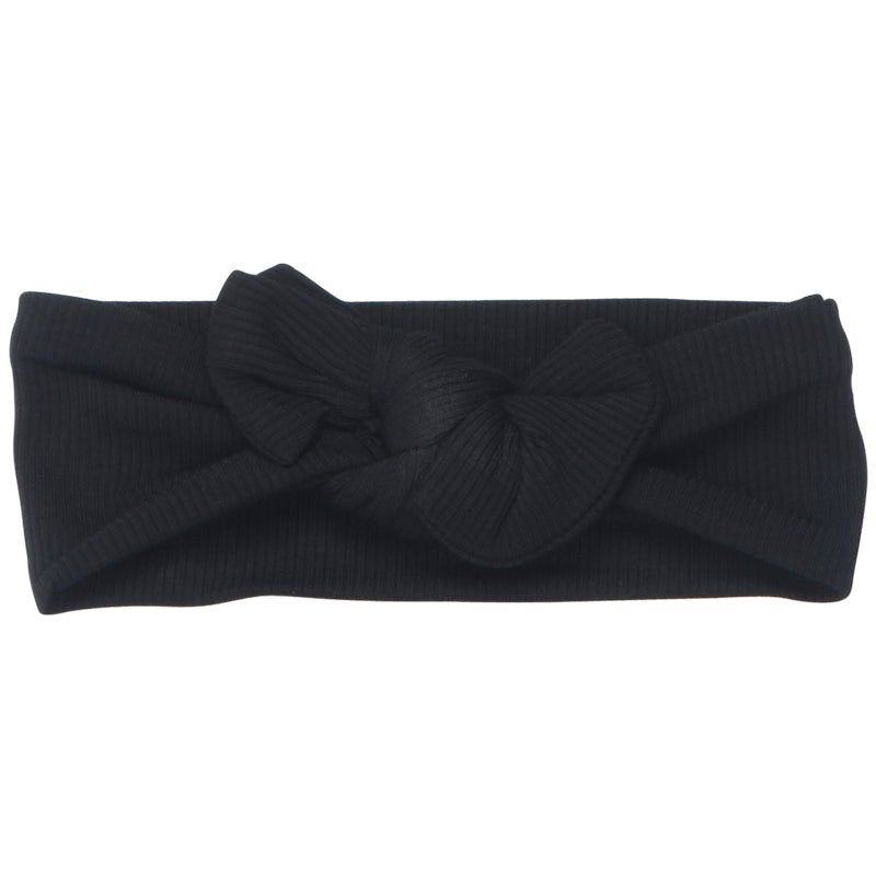 Three Little Tots Ribbed Black Knotted Headband - 