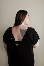 Three Little Tots Ribbed Black Labor and Delivery Nursing Hospital Gown - 