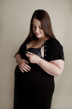 Three Little Tots Ribbed Black Labor and Delivery Nursing Hospital GownEveretts Place