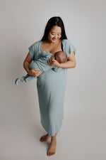 Three Little Tots Ribbed Blue Bird Labor and Delivery Nursing Hospital Gown - 