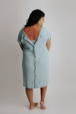 Three Little Tots Ribbed Blue Bird Labor and Delivery Nursing Hospital Gown - 
