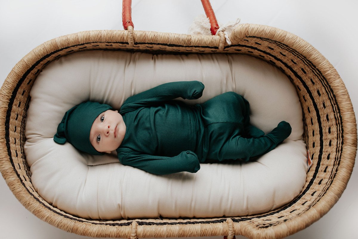 Three Little Tots Ribbed Forest Green Jammies - 