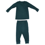 Three Little Tots Ribbed Forest Green Jammies - 