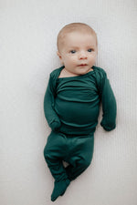 Three Little Tots Ribbed Forest Green Jammies - 