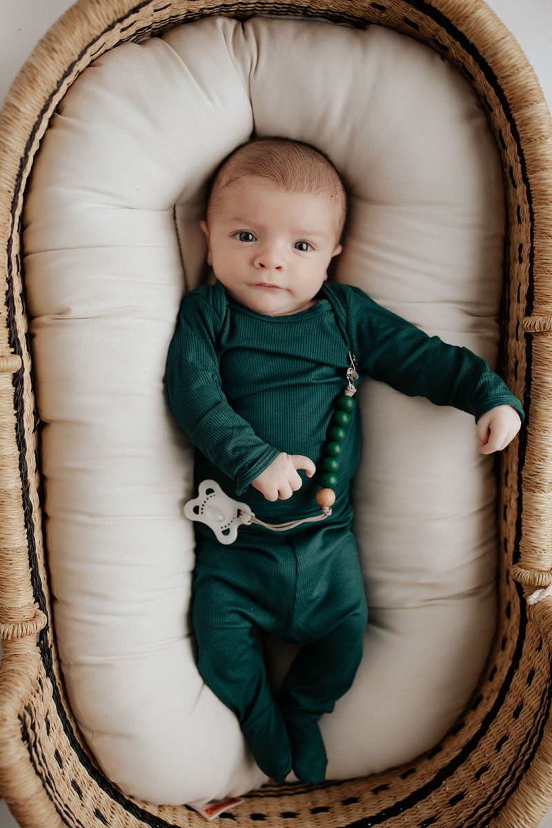 Three Little Tots Ribbed Forest Green Jammies - 