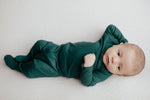 Three Little Tots Ribbed Forest Green Jammies - 