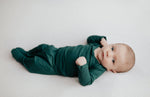 Three Little Tots Ribbed Forest Green Jammies - 