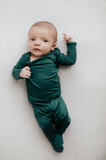 Three Little Tots Ribbed Forest Green Jammies - 
