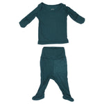 Three Little Tots Ribbed Forest Green Jammies - 