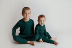 Three Little Tots Ribbed Forest Green Jammies - 