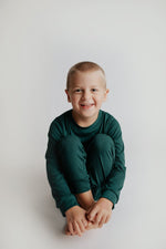 Three Little Tots Ribbed Forest Green Jammies - 