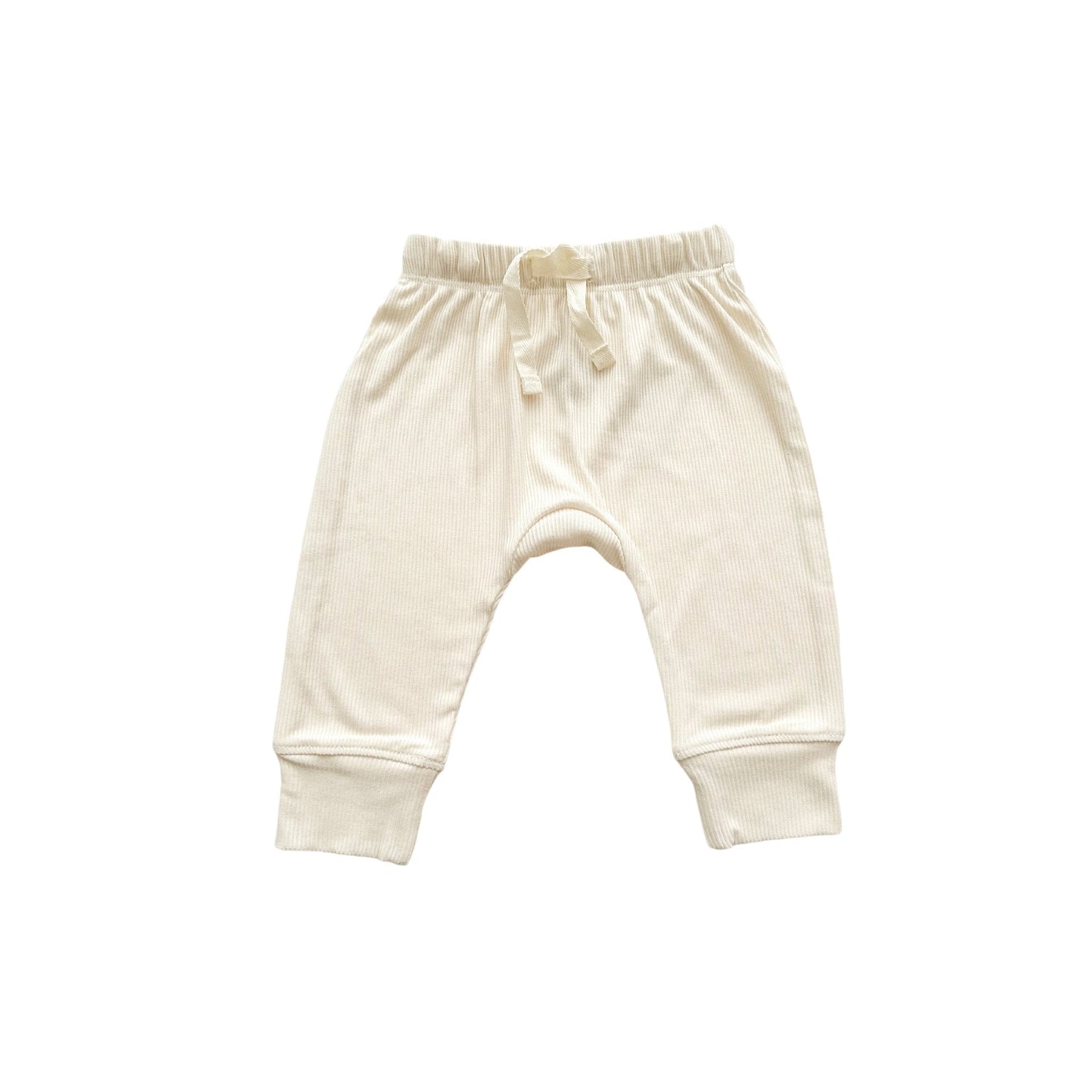 Cream Ribbed Bamboo Baby Jogger Pants