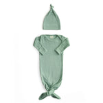 Mushie Ribbed Knotted Baby Gown and Beanie Set Made with Organic Cotton - Everetts Place Boutique - 
