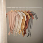 Mushie Ribbed Knotted Baby Gown and Beanie Set Made with Organic Cotton - Everetts Place Boutique - 