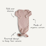 Mushie Ribbed Knotted Baby Gown + Beanie Set - 