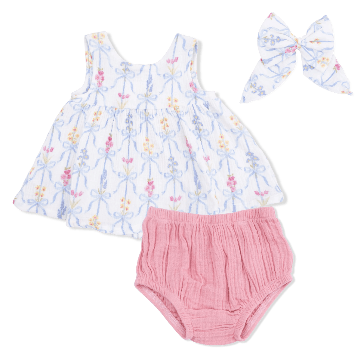 Angel Dear Ribbon Bouquets - Dress with Bow and Bloomer with Large Bow Set - 
