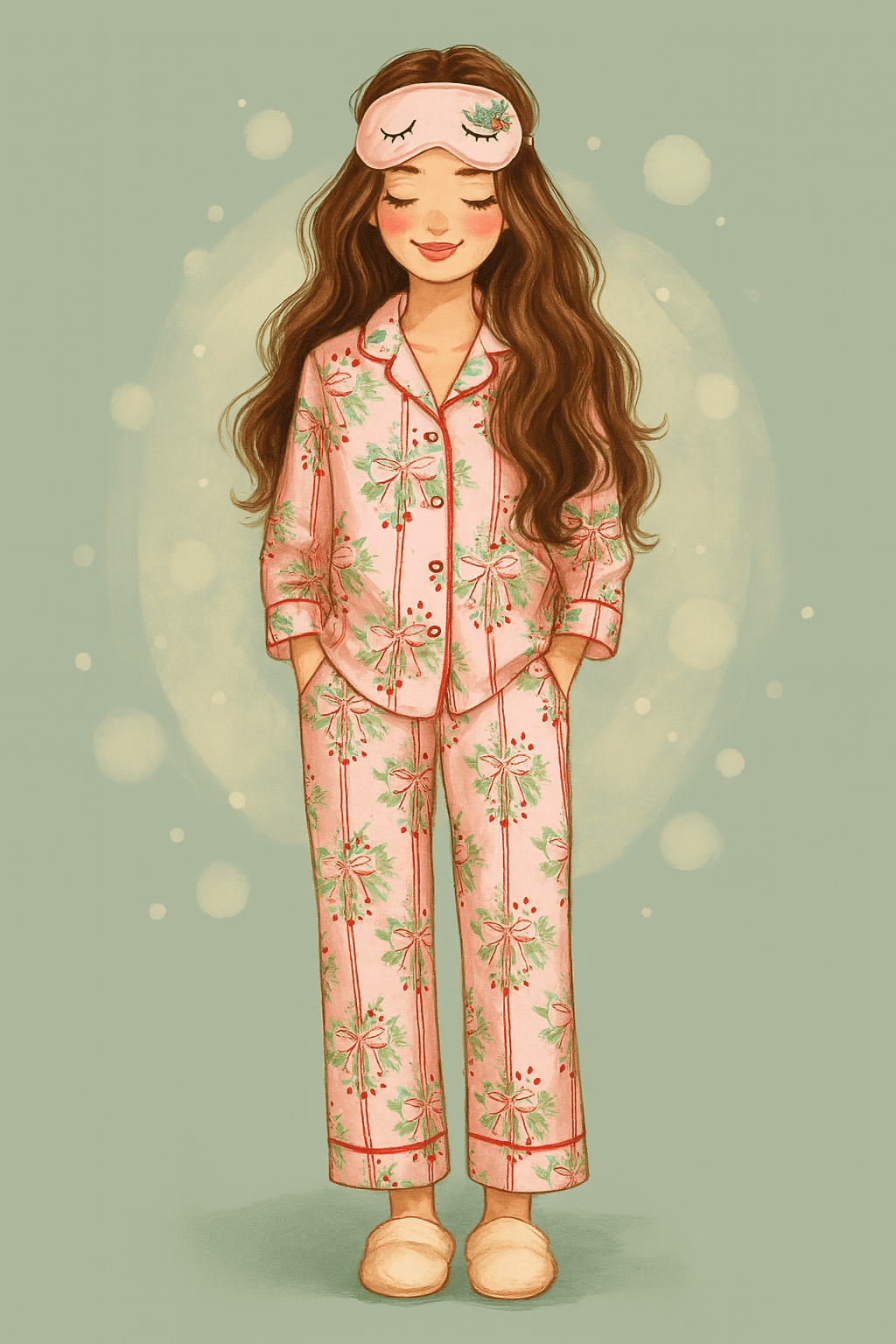 Dreamlet Ribbon & Holly (Women's Long Sleeve PJ) - 