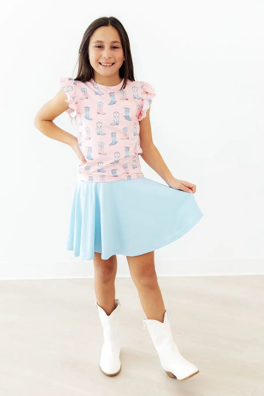 Mila & Rose ® Ribbons & Rodeos S/S Ruffle Tee - 