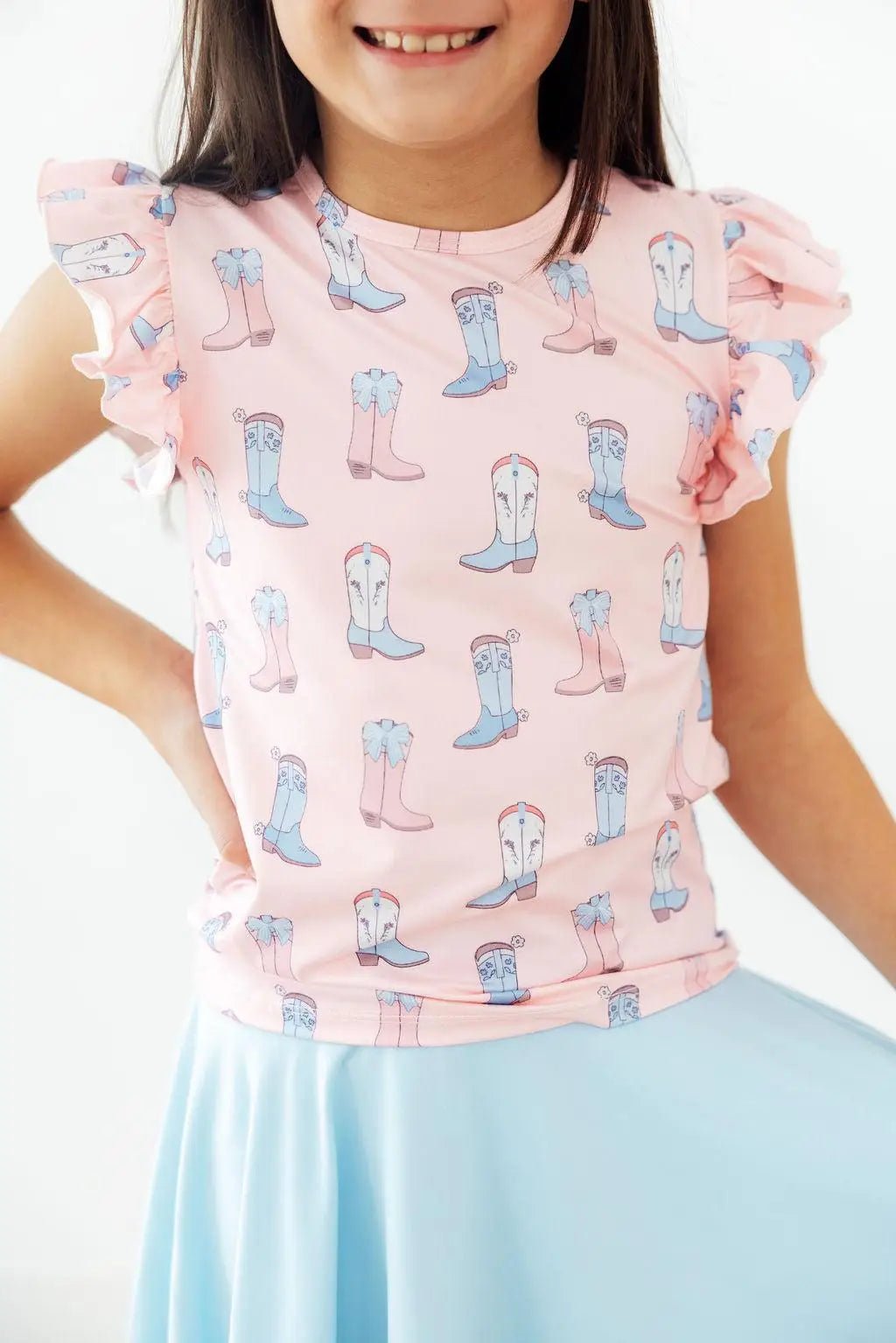 Mila & Rose ® Ribbons & Rodeos S/S Ruffle Tee - 