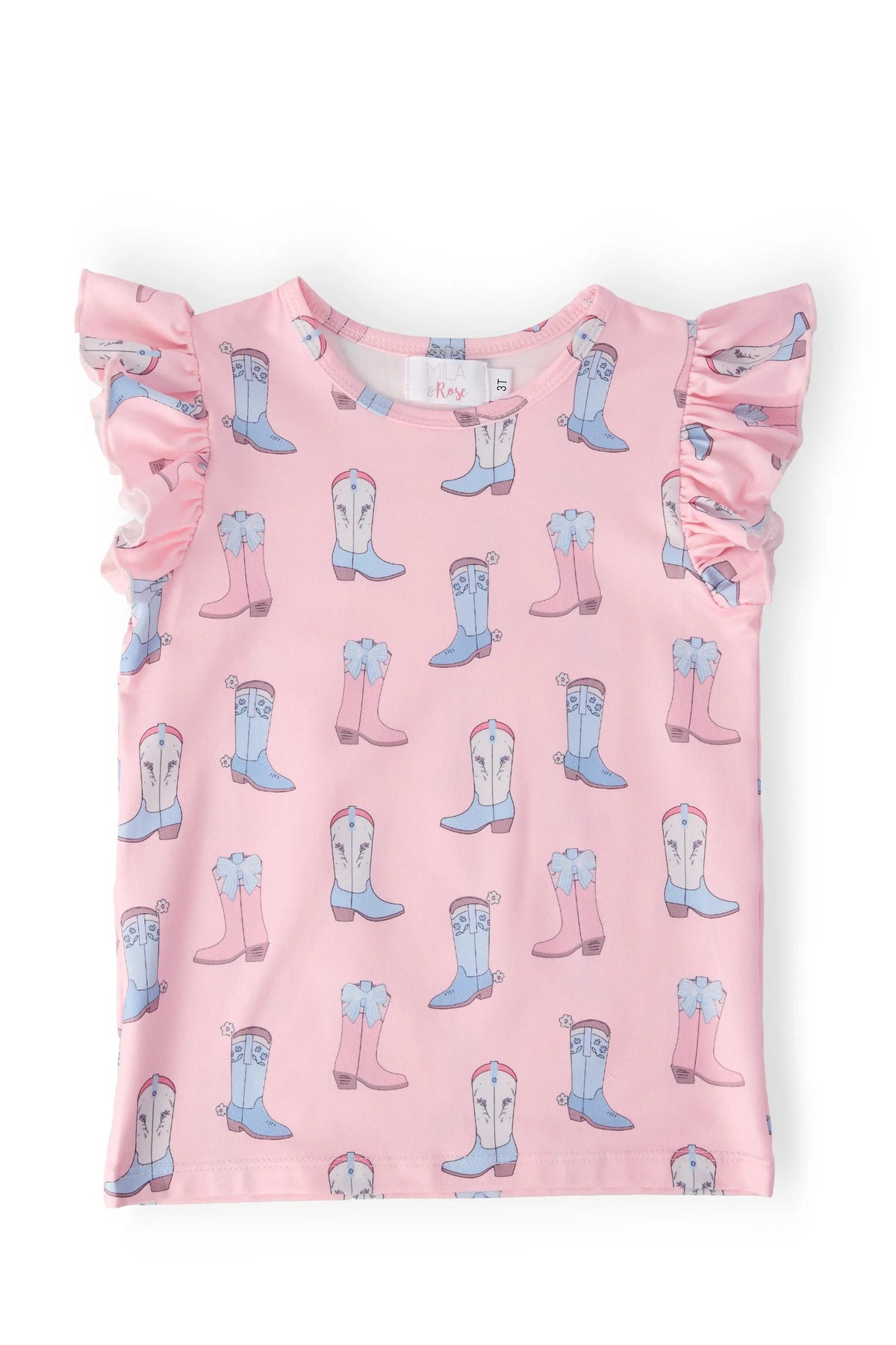 Ribbons & Rodeos S/S Ruffle Tee - White, Pink, Baby & Toddler Clothing, Ruffle, One-piece garment | Everetts Place