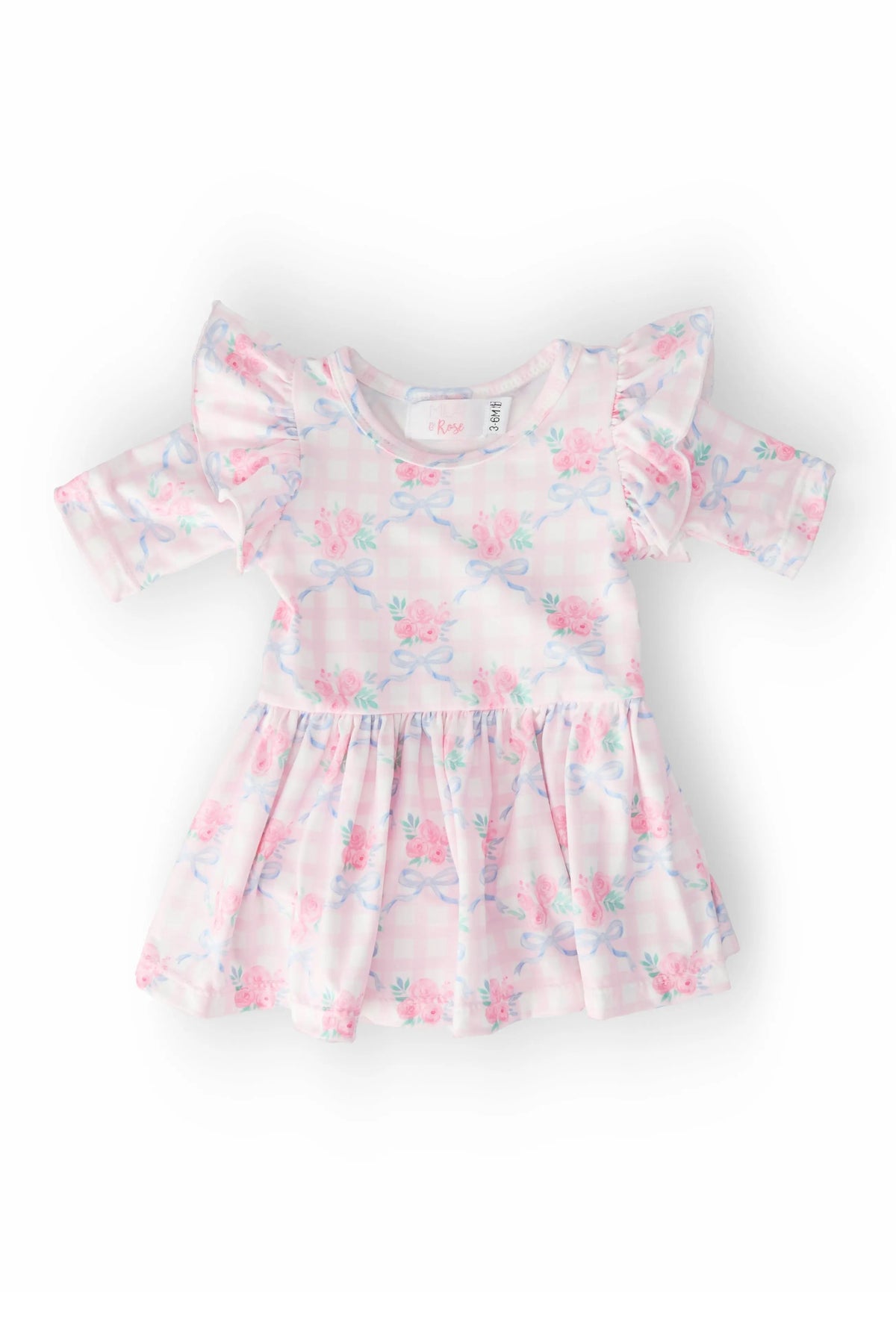 Mila & Rose ® Ribbons & Roses 3/4 Sleeve Flutter Twirl Bodysuit - 