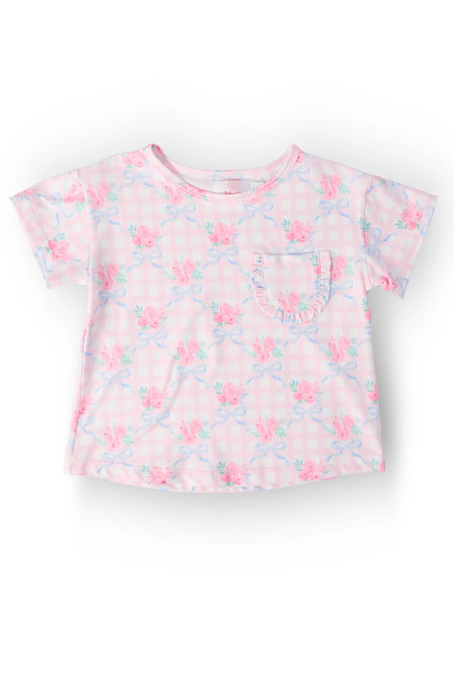 Ribbons & Roses Ruffle Pocket Tee - Sleeve, White, Textile, Pink, Baby & Toddler Clothing | Everetts Place