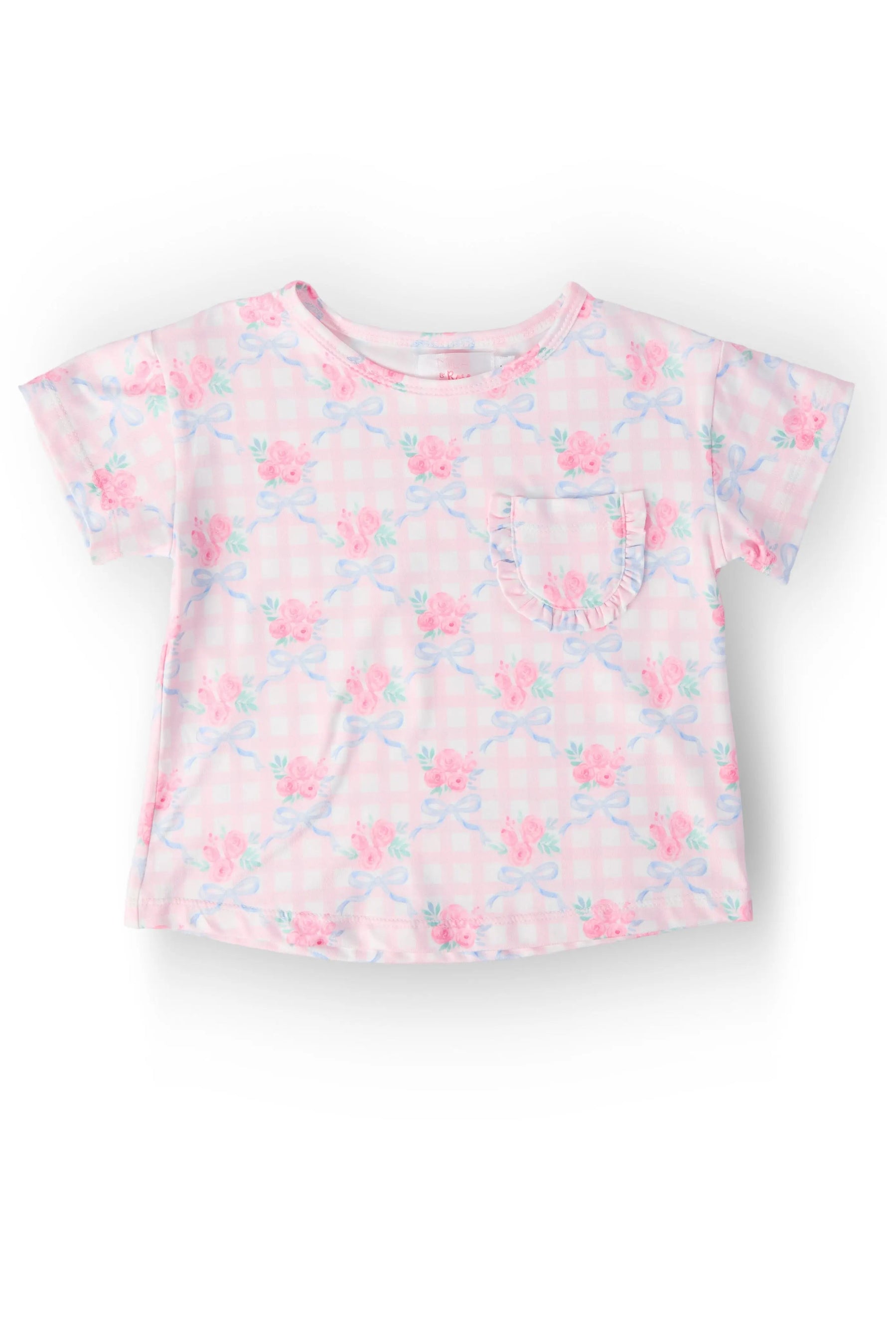 Ribbons & Roses Ruffle Pocket Tee - Sleeve, White, Textile, Pink, Baby & Toddler Clothing | Everetts Place