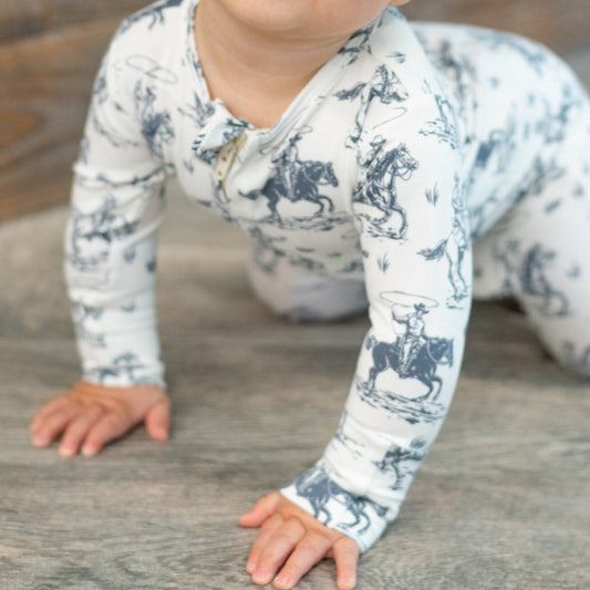 Rips Ranch Zipper Footie for Babies Two Way Zip Easy Care Sweet Bamboo Everetts Place: Online Boutique