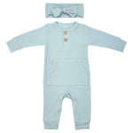 Three Little Tots Robbins Egg Baby Ribbed Playsuit with pockets - 