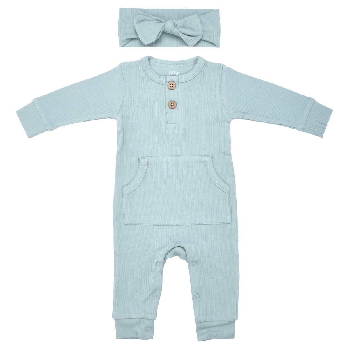 Three Little Tots Robbins Egg Baby Ribbed Playsuit with pockets - 