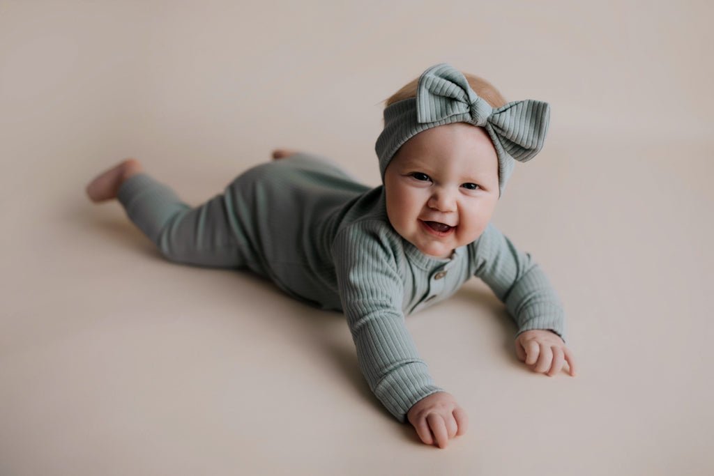 Three Little Tots Robbins Egg Baby Ribbed Playsuit with pockets - 