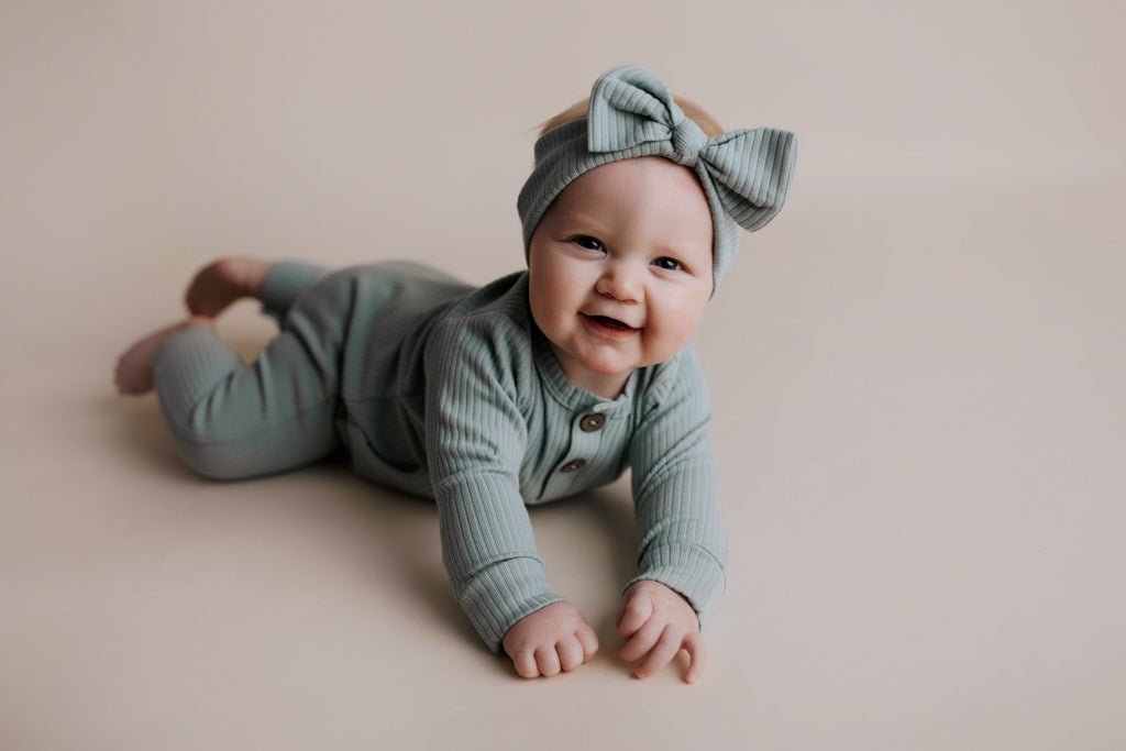 Three Little Tots Robbins Egg Baby Ribbed Playsuit with pockets - 