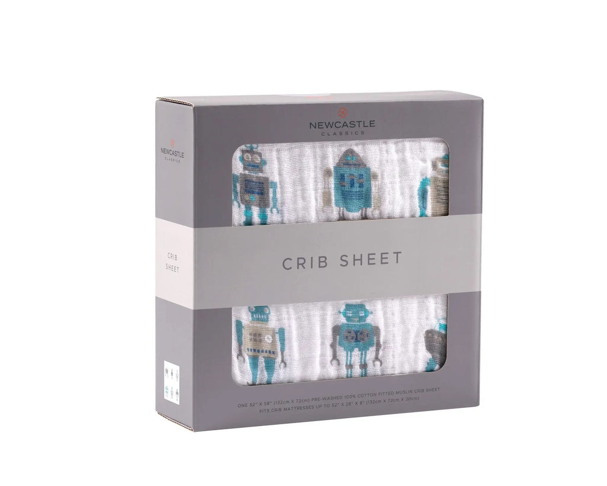 Newcastle Classics Robot Cotton Muslin Crib Sheet - 