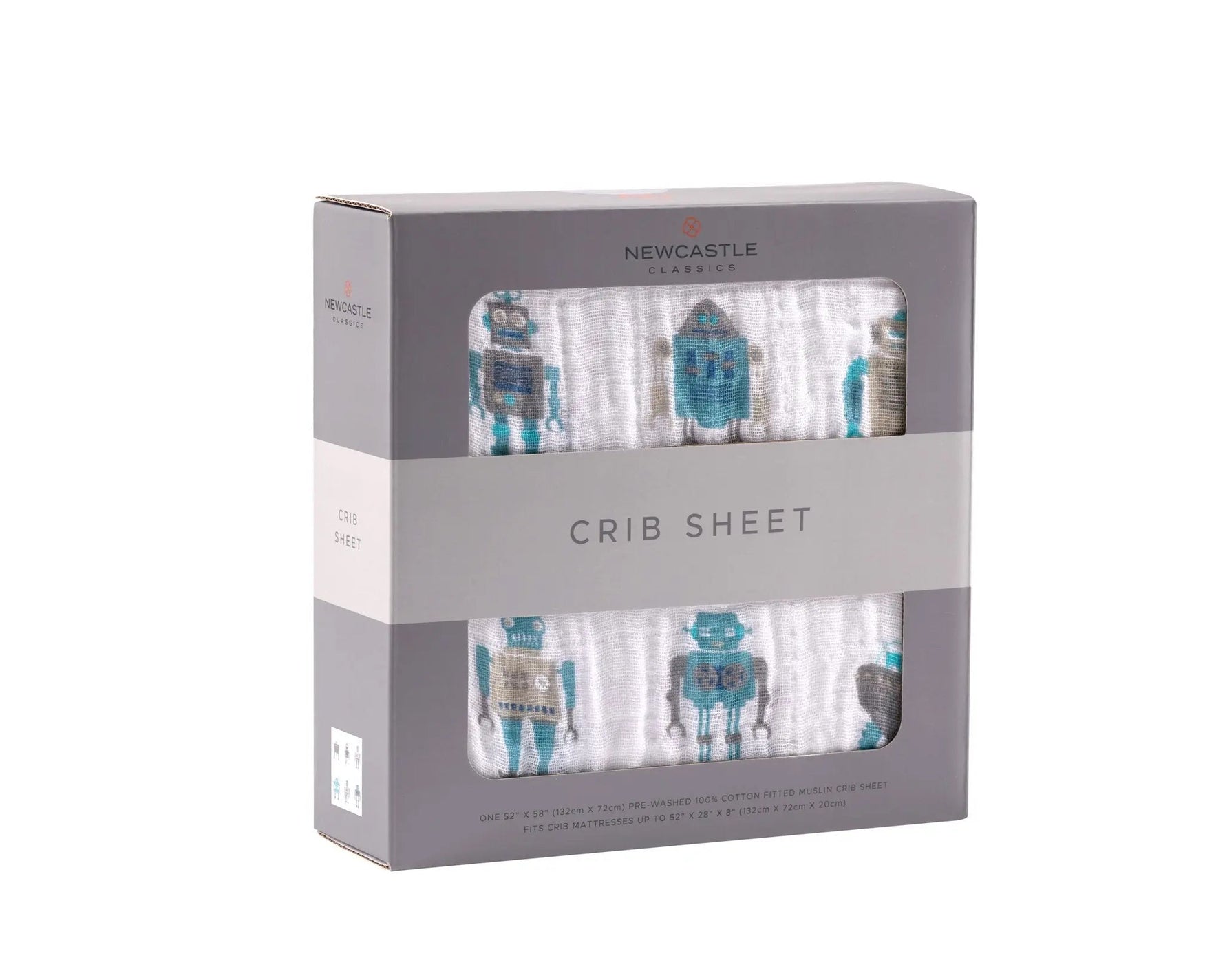 Newcastle Classics Robot Cotton Muslin Crib Sheet - 