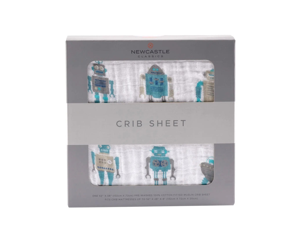Newcastle Classics Robot Cotton Muslin Crib Sheet - 