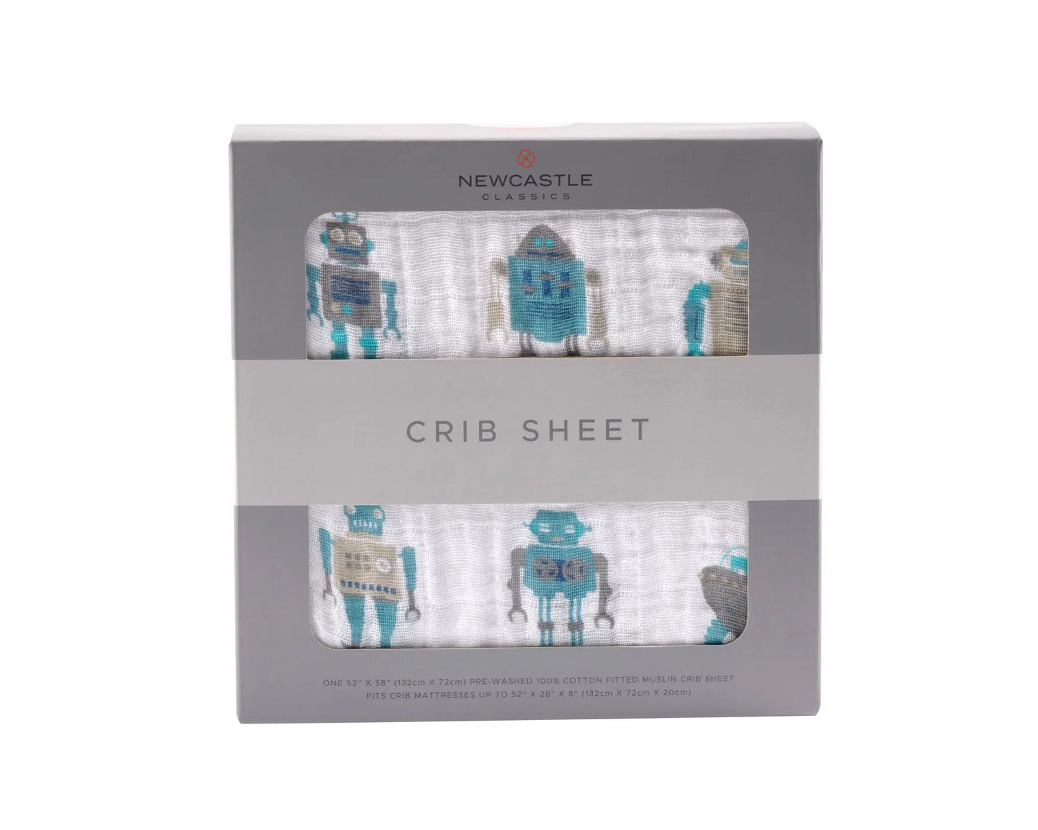 Newcastle Classics Robot Cotton Muslin Crib Sheet - 