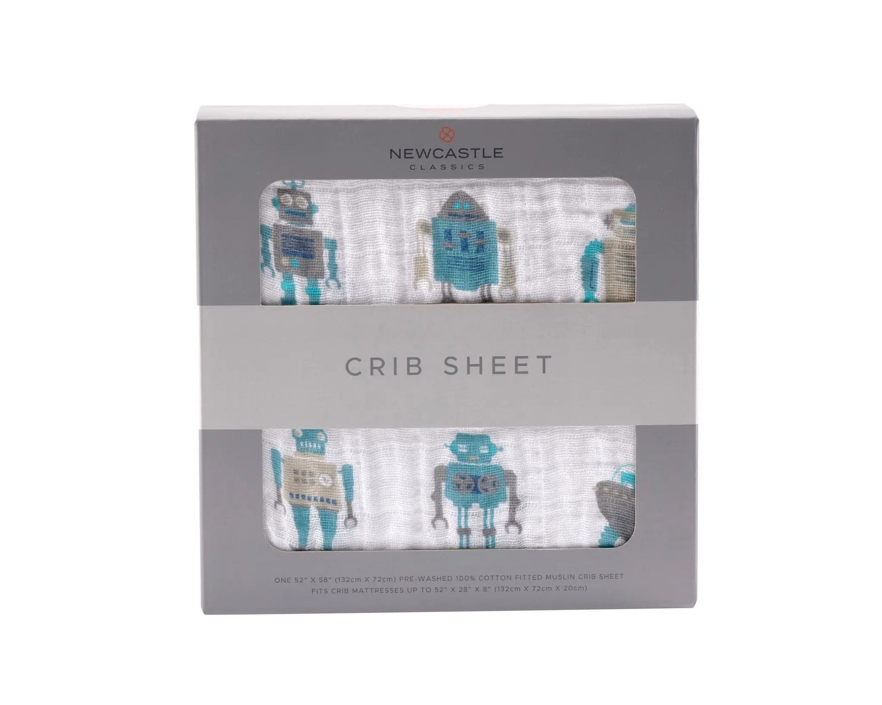Newcastle Classics Robot Cotton Muslin Crib Sheet - 