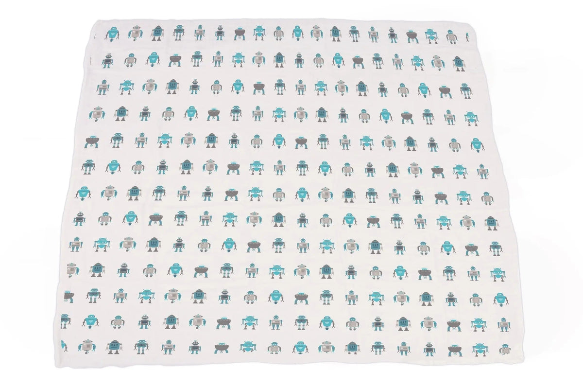 Newcastle Classics Robots Cotton Muslin Newcastle Blanket - 