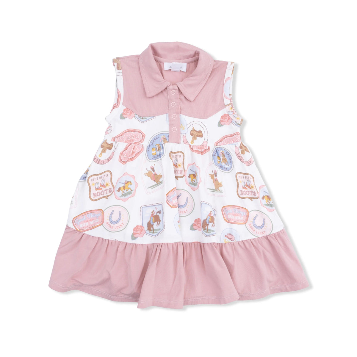 Angel Dear Rodeo Patches Pink - Cowboy Bodysuit Dress - 